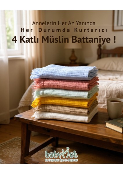 %100 Pamuk 4 Katlı Müslin Bebek Battaniyesi-Mint Renk 100X120 cm – Yumuşak&doğal, Saçaklı Örtü fırsatları