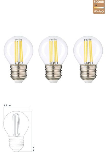 LED Ampul 6W 3000K E27 (Gün Işığı) Erd-42 3'lü Gün Işığı E27 LED Ampul 6 Watt Yok A'dan G'ye E Tr