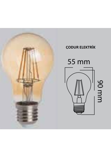 6WATT E27 Duylu Gold Bal Rengi Işık Flamanlı 400LÜMEN Şeffaf LED Ampul A Enerji Tekli Sarı Işık E27 fırsatları
