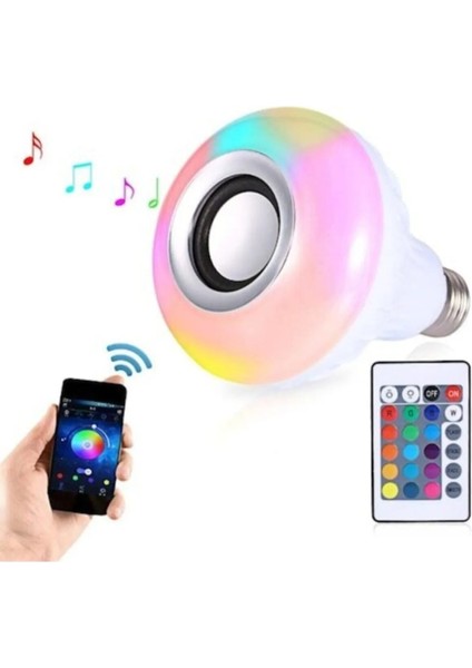 Bluetooth Hoparlörlü Kumandalı Rgb Akıllı LED Ampul-12 Renk Yanma Özellikli Tekli Beyaz Işık E27 Le fiyatları