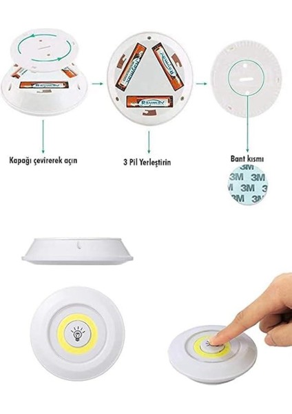 Simurg H1COB Uzaktan Kumandalı Tekli Spot Lamba Pilli Dolap Altı Spot Yok Beyaz Işık LED 0 - 250 Wat