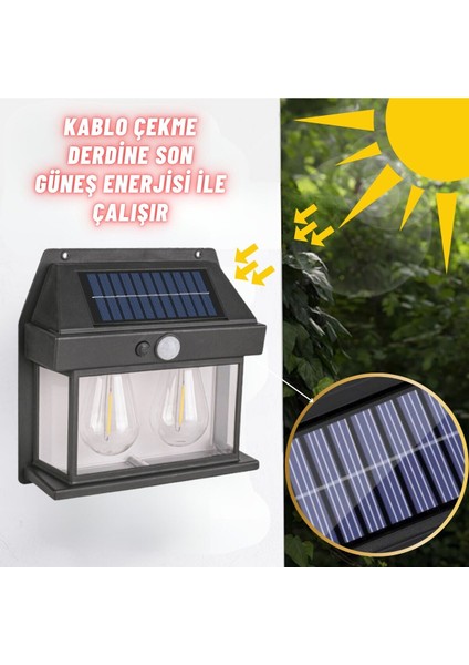 Güneş Enerjili Solar LED Bahçe 2 Li Ampul Hareket Sensörlü Bahçe LED Su Geçirmez Cn fiyatları