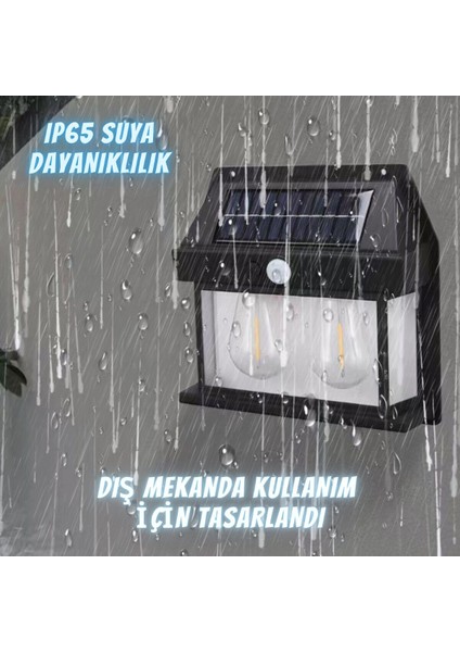 Güneş Enerjili Solar LED Bahçe 2 Li Ampul Hareket Sensörlü Bahçe LED Su Geçirmez Cn