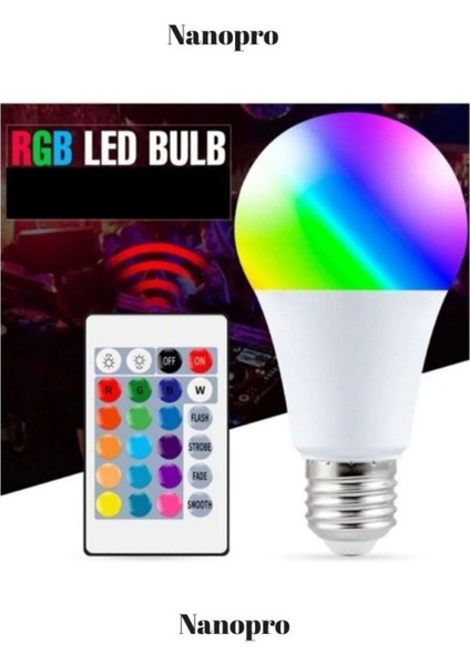 Home Uzaktan Kumandalı Renk Değiştiren Ampul Rgb 9W Beyaz Dahil 16 Renkli Tekli Beyaz Işık E27 Akıll