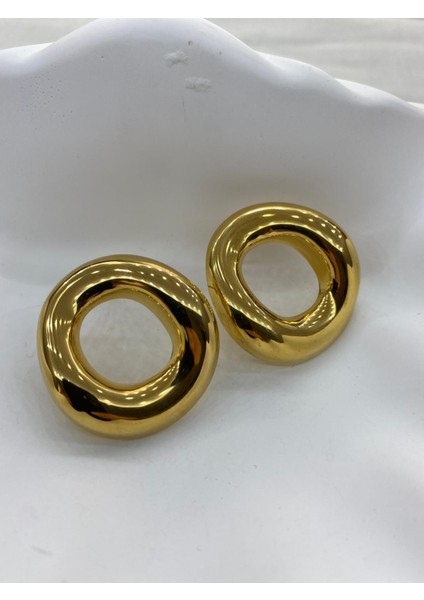 316L Çelik Gold Renk Vıp Küpe