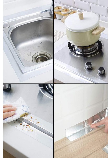 Alüminyum Bant 4 Metre Ocak Tezgah Kenarı Yapışkanlı Bant Isı Yalıtımlı Boşluk Kapatıcı Kalın Bant I modelleri