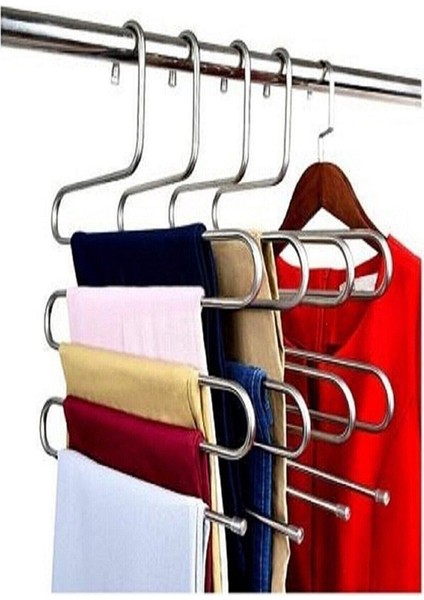 3 Adet Metal Krom Dolap Içi 5 Katlı Pantolon Eşarp Şal Askısı Akıllı Askı Pembe fırsatları
