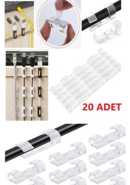 Kablo Düzenleme Sabitleme Kablo Organizer Sabitleyici Tutucu Şeffaf Klips 20LI Düzenleyici fiyatları