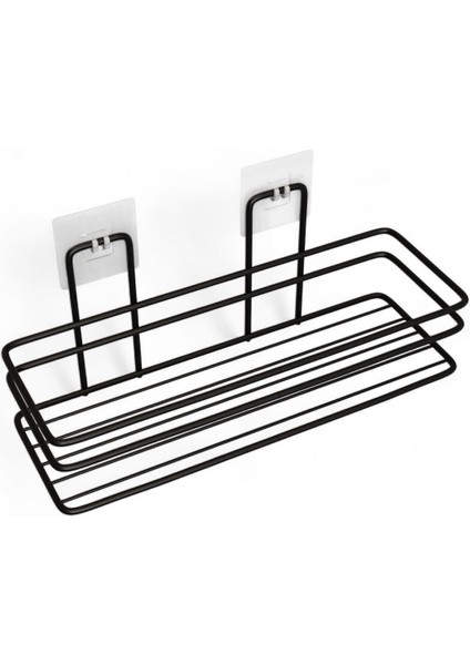 2'li Set, Pratik ve Şık Yapışkanlı Banyo Şampuanlık ile Banyonuzda Yer Açın Siyah Havlu Askılığı Tr fırsatları