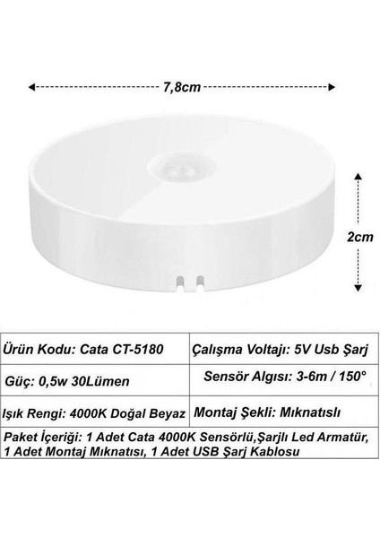 CT-5180 Sensörlü Dolap Lambası Günışığı Tekli Gün Işığı E27 Tasarruflu Ampul 0 - 250 Watt Yok Cn fiyatları