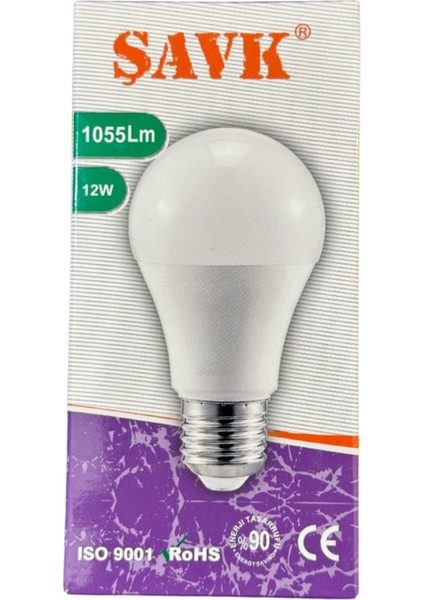 Şavk 12W 4000K (Günışığı) E27 Duylu LED Ampul Tekli Gün Işığı E27 LED Ampul 0 - 250 Watt Yok