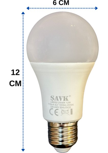 Şavk 12W 4000K (Günışığı) E27 Duylu LED Ampul Tekli Gün Işığı E27 LED Ampul 0 - 250 Watt Yok fiyatları