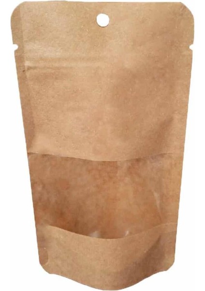 Pencereli Kraft Delikli Kilitli Kese Kağıdı - Orta Boy - 16X27X8 Cm. - 20 Adetlik 1 Paket Sarı 16 x