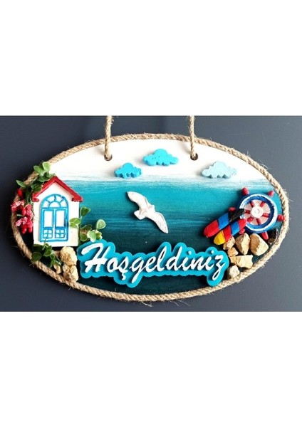 Sahil Kasabası Hoşgeldiniz Yazılı El Yapımı Kapı Süsü fiyatları