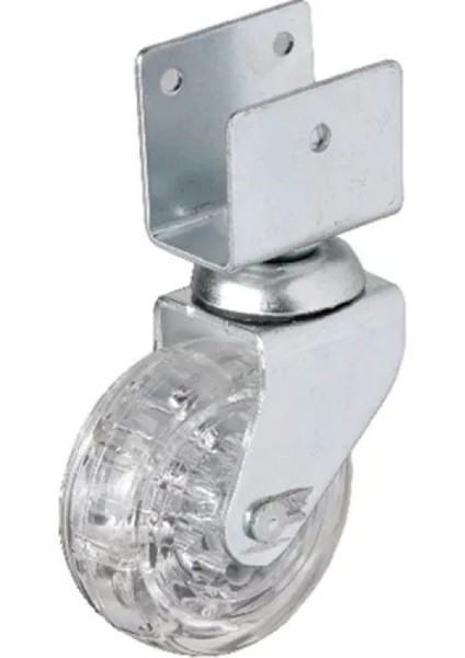 328 - 50X20 mm Şeffaf Makaralı Kısa U Tablalı Teker 4 Adet