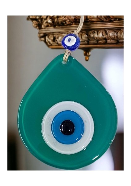 Orta Boy Yeşil Damla Desen Nazar Boncuklu Duvar Dekoru Cam Duvar Süsü fırsatları