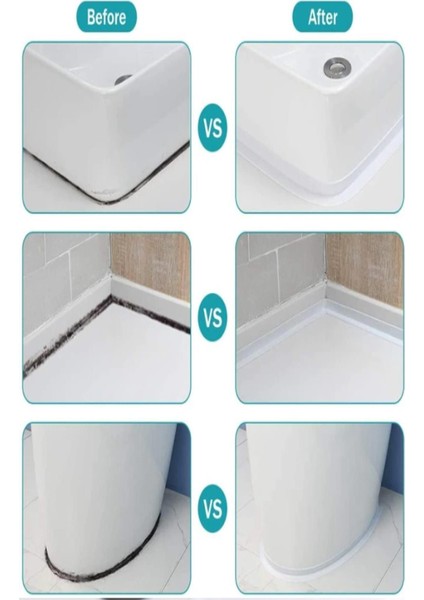 1,5 mt Su Sızdırmaz Bant Mutfak Lavabo Klozet Duşakabin Derz Duvar Bandı Fayans Derz Dolgu Kapatıcı