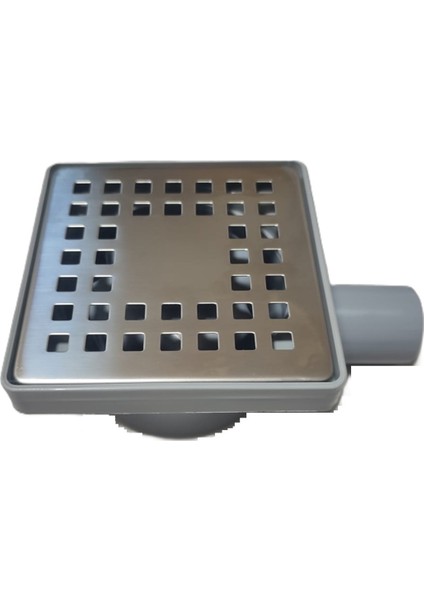 10X10 Ø32 Yandan Çıkışlı Paslanmaz Izgaralı Yer Süzgeci (Sifonu) Koku Önleyicili Gider Süzgeci