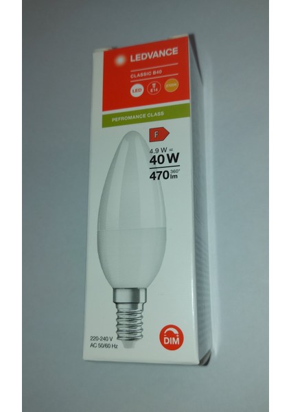 4.9W Dimmer Uyumlu 2700K Sarı Işık E14 Duylu 470LM F Enerji LED Buji Mum Ampul Tekli Sarı Işık E14 L