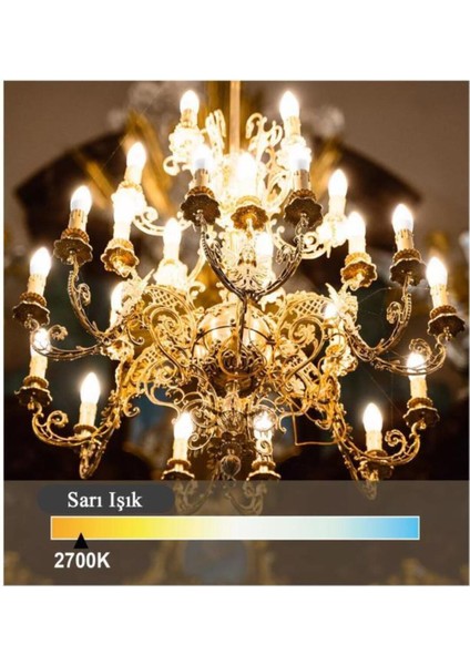 4,9W (40W) LED Mum Ampul Sarı 2700K - E14 3 Adet Avize Lambası 3'lü Sarı Işık E14 LED Ampul 0 - 250 indirimleri