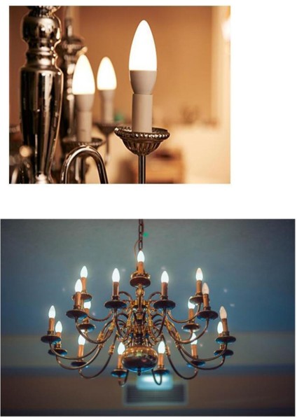 4,9W (40W) LED Mum Ampul Sarı 2700K - E14 3 Adet Avize Lambası 3'lü Sarı Işık E14 LED Ampul 0 - 250