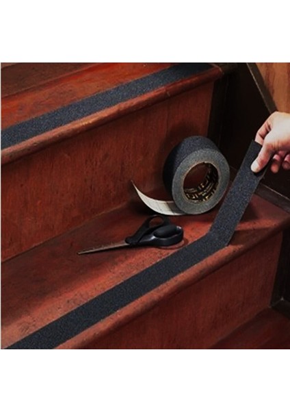 2.5 cm x 5 Metre Merdiven Zemin Kaydırmaz Bant, Yapışkanlı Kaymaz Bant Siyah Çift Taraflı Bant Siyah modelleri
