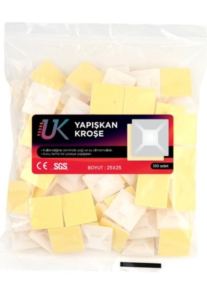 Yapışkan Kroşe 25X25 100 Adet - Süper Güçlü Yapıştırıcı Süper Güçlü Yapıştırıcı