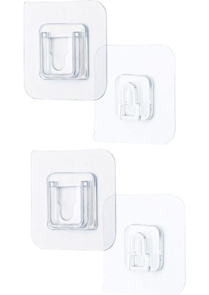 2 Adet Eşya Sabitleme Askısı 10 Adet Şeffaf Çift Taraflı Yapışkanlı Geçmeli Klips Tutkal
