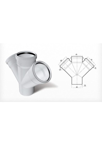 Dublex Pvc Atık Su Borusu Pimaş Çift Çatal 100 x 70 Mm.