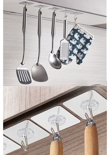 12 Parça Ekstra Güçlü Yapışkanlı, Duvar Delmeden Suya Dayanıklı Şeffaf Askılık Şeffaf fırsatları