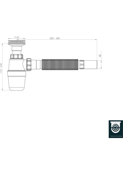 Koku Önleyici Taslı Lavabo Sifonu - Temizlenebilir Hazne, Körüklü Boru, Paslanmaz Giriş Sökülür,temi fırsatları