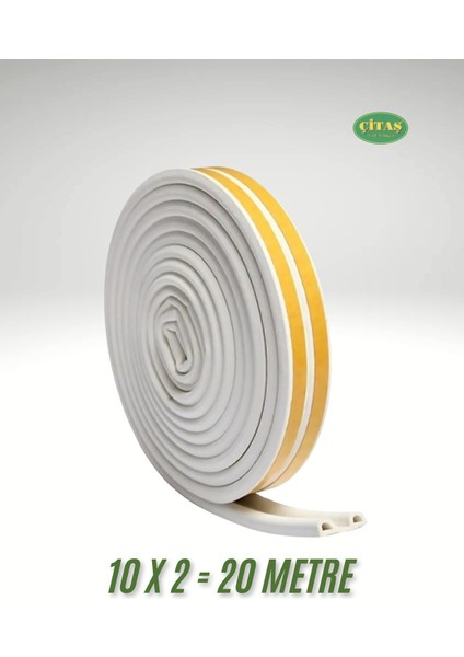 Beyaz Yapışkanlı Kapı-Pencere Fitili Rüzgar Önleyici (10X2=20MT) Tr
