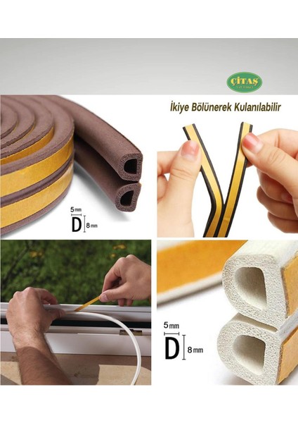 Beyaz Yapışkanlı Kapı-Pencere Fitili Rüzgar Önleyici (10X2=20MT) Tr fiyatları