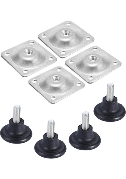 Mobilya Için Ayarlı Ayak Montaj Braketi ve Papuç Seti 4 Lü Set Dolap Şifonyer Ayarlanabilir Ayağı Gü