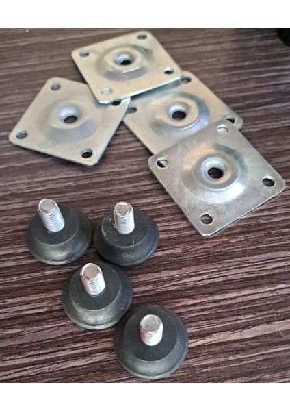 Mobilya Için Ayarlı Ayak Montaj Braketi ve Papuç Seti 4 Lü Set Dolap Şifonyer Ayarlanabilir Ayağı Gü