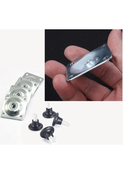 Mobilya Için Ayarlı Ayak Montaj Braketi ve Papuç Seti 4 Lü Set Dolap Şifonyer Ayarlanabilir Ayağı Gü