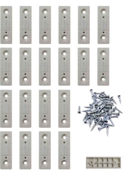 Plastik Takoz Ayak Pabuç Baza Papucu Beyaz ve Montaj Vidaları (20 Adet) Mobilya Bağlantı Elemanları