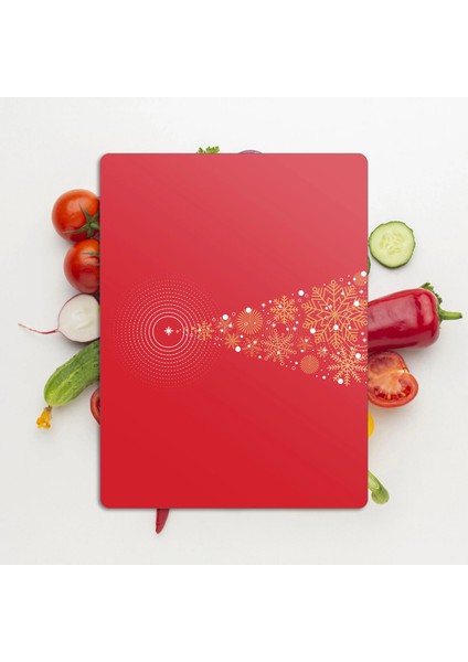 Cam Kesme Tahtası ve Sunumluk Kırmızı Yılbaşı Ağacı Desenli 30X40 cm modelleri