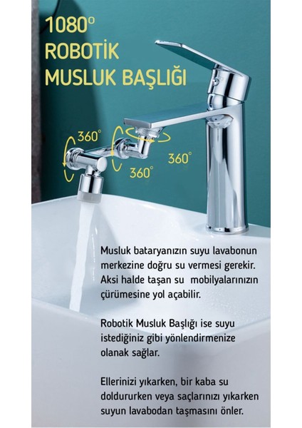 Hareketli Musluk Başlığı | 1080 Derece Dönen Musluk Başlığı | Dönebilen Musluk Başlığı | Musluk Ucu modelleri