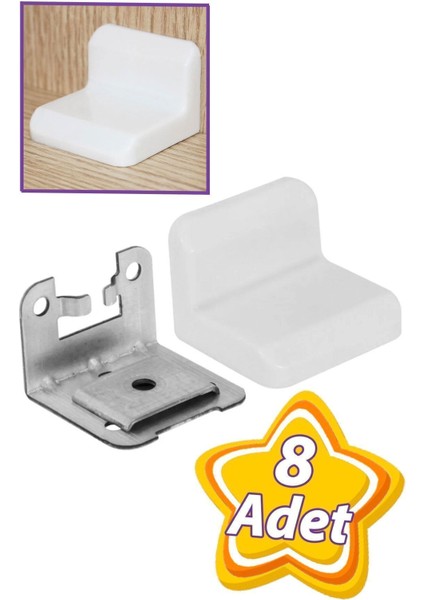 8 Adet Mobilya Eşya Dolap Askı Elemanı Montaj Bağlantı Sabitleme Sabitleyici Demiri Beyaz Mobilya Ba