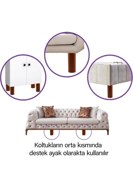 2 Adet Silindir Destek Ayağı 12 cm Kahverengi Sert Plastik Gizli M8 Incediş Mobilya Baza Koltuk Masa modelleri