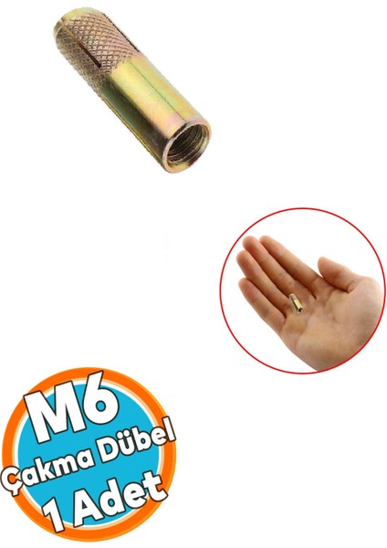 Çakma Çelik Dübel Iç Dişli Raf Iskele Montaj Bağlantı Monte Zemin Tavan Beton Asma Aparat M6 mm Dübe