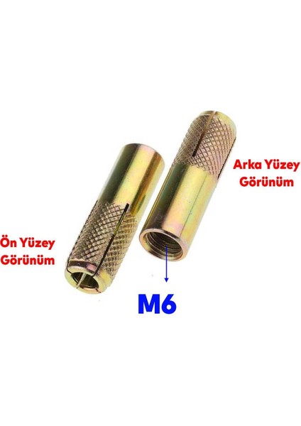 Çakma Çelik Dübel Iç Dişli Raf Iskele Montaj Bağlantı Monte Zemin Tavan Beton Asma Aparat M6 mm Dübe indirimleri