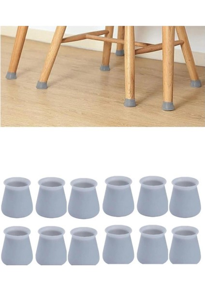 Silikon Kaydırmaz Çizilmez Sandalye Masa Mobilya Ayağı 12 Li Gkh Gri Tekli Masa Ayağı Tr