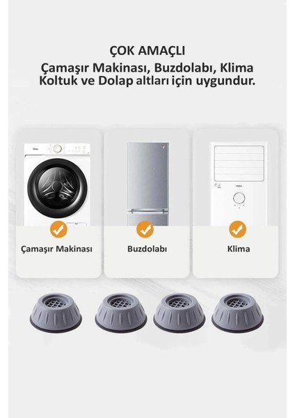 Masa Sabitleme 4lü Ayak Seti Kaydırmaz Stoper Güçlü Vantuz Pratik Çözümler Mutfak Banyo Güvenlik Gri modelleri