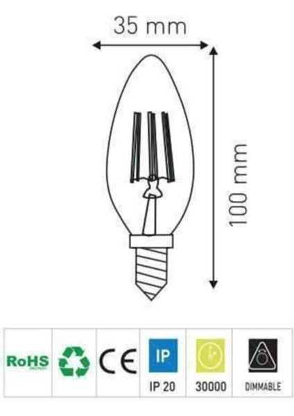 4 W LED Flament Ampul ,günışığı E14 Duy , Ct 4066G Gün Işığı E14 LED Ampul 4 Watt Yok Beyaz fiyatları