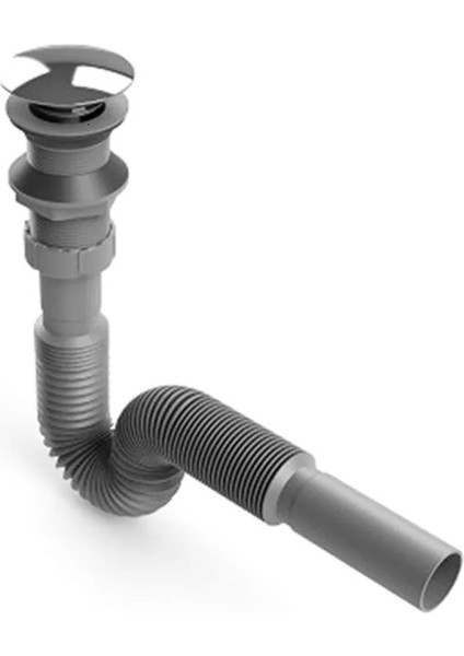 Gri Koku Önleyicili Pop-Up Bas Aç Körüklü Lavabo Gider Sifonu Gider Borusu Tr fiyatları