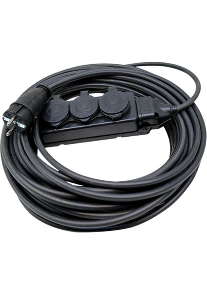 Kauçuk Başlıklı 10 Metre Siyah Uzatma Kablosu 3x1,5 mm 3 Yok 8 - 10 M Yok Uzatma Kablosu Yok Siyah T