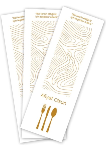 Kağıt Sülfit Çatal Kaşık Bıçak Kılıfı 100 Adet - 8cm x 24CM (Parmak Izi Desenli) Tek Kullanımlık Alt