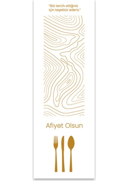 Kağıt Sülfit Çatal Kaşık Bıçak Kılıfı 100 Adet - 8cm x 24CM (Parmak Izi Desenli) Tek Kullanımlık Alt modelleri